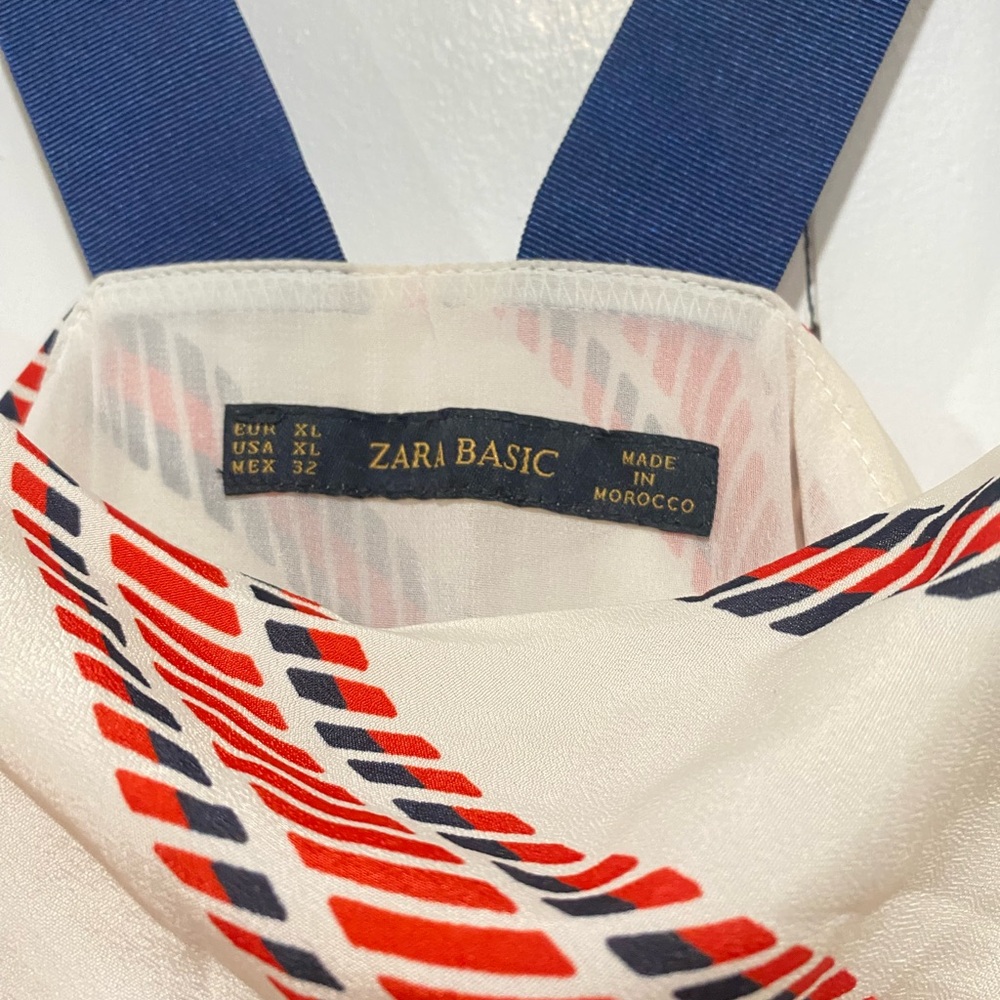Zara Red and Blue Striped Mini Dress size X-large - Picture 2 of 4